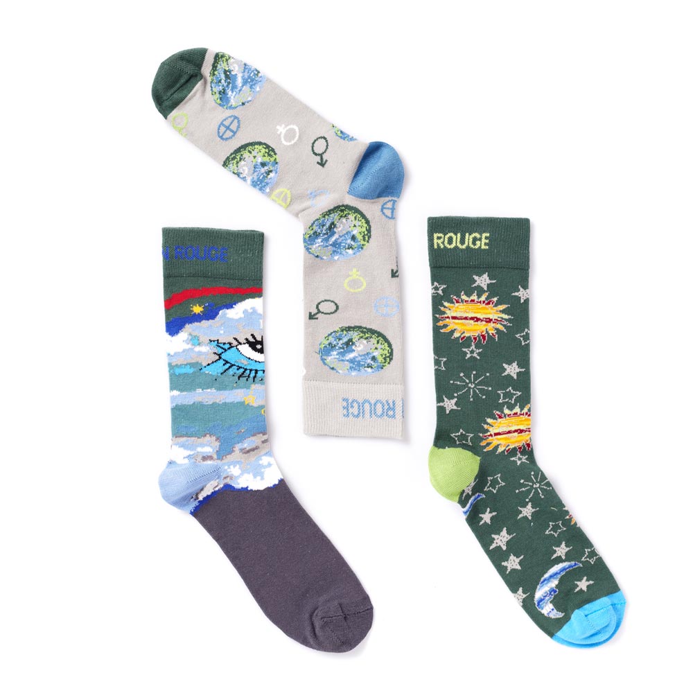 3 chaussettes thème univers